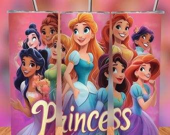 Princess Tumbler Wrap: Sublimation Design for 20oz Tumbler (Digital Download)
