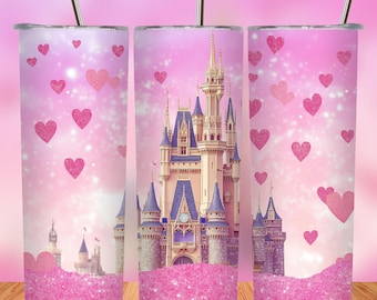 Castle & Hearts 20oz Skinny Tumbler Wrap: Princess Anime Design (PNG)