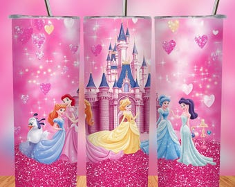 Princess Castle Tumbler Wrap, Girls PNG (Digital Download)