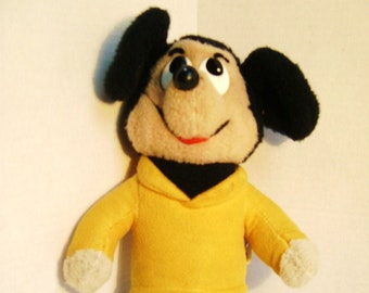 Vintage Mickey Mouse, Knickerbocker, Plush, 1976, Walt Disney, Cartoon Character, Yellow, Magic Kingdom, Old Style Stuffed Toy Lovey