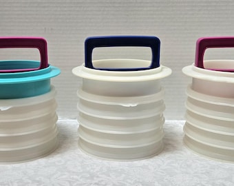 CHOICE Vintage Tupperware Burger Press Set: 1/3 Pound Freezer Keepers, Summer Cookout
