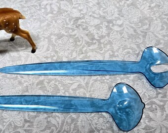 Your Choice Color One Pair White or Gold or Teal: Vintage Tupperware Sporks, Salad Forks, Serving Utensils, 12" Retro Kitchen,