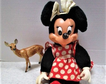 Vintage Minnie Mouse, Applause, Plush, 1981 Disney, Cartoon Character, High Heels & Hair Bow, Magic Kingdom, Old Style Stuffed Toy Lovey