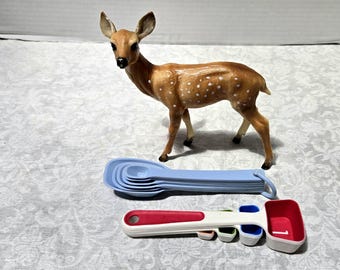 YOUR CHOICE Vintage Measuring Spoon Set Multi Color or Country Blue, Space Saving Nesting, Cooking Baking