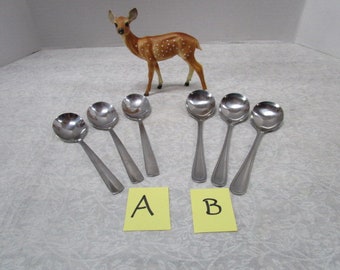 CHOICE Lot of 3 Vintage Soup Spoons Stainless, Flatware Silverware Flat Ware, Shiny, Cereal Ice Cream Completer Pieces, Oneida Paul Revere