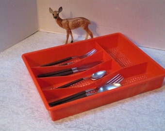 CHOICE ONE Vintage Perforated Plastic Drawer Organizer: Blue or Orange Kitchen Tray