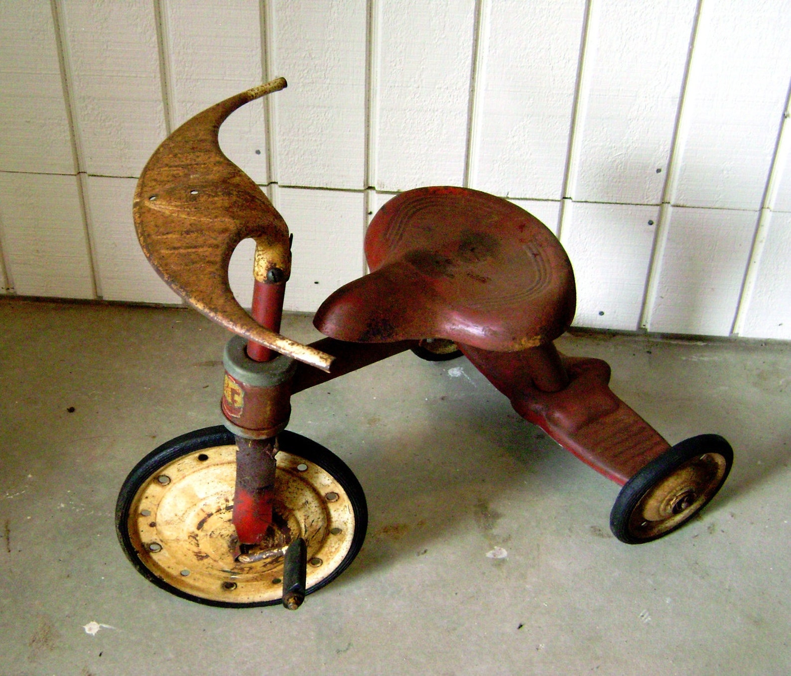 Tricycle Red Rusty Metal Junior Toy Co 1930 40s Vintage Metal Etsy