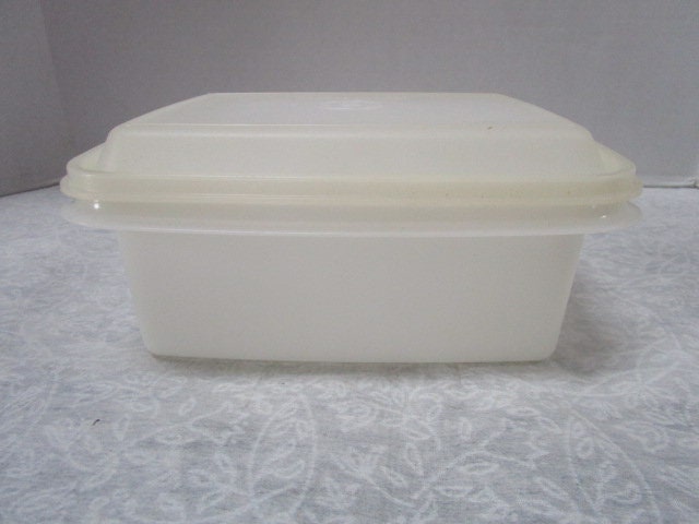 Vintage Tupperware Ice Cream Freeze N Save Container 1254 1255 Almond With  Frosted Clear Lid Food Freezer Storage Container 