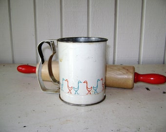 Vintage Androck Flour Sifter: Goose Design, Farmhouse Kitchen Decor