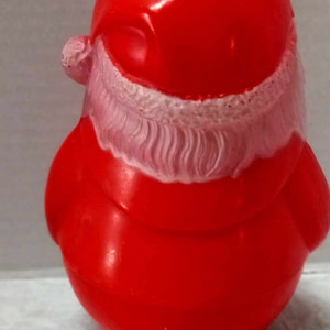 Vintage Santa, Roly Poly Bell Ringer, Chiming, Cheerful Face, Rosy Cheeks, Holiday Vignette, Hard Plastic, Gold Bell, Retro Decoration image 7