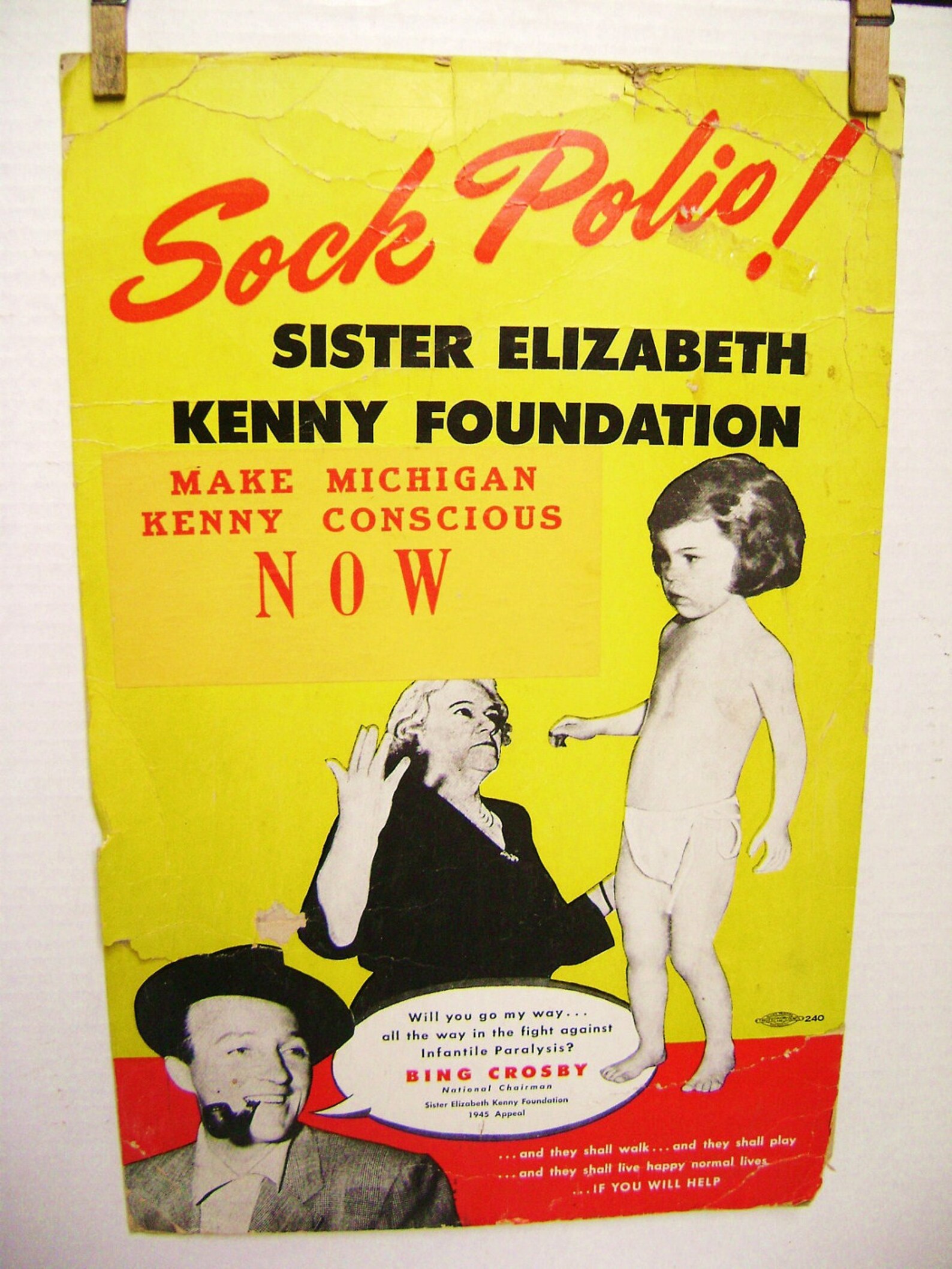 Vintage Poster Polio Cure Crusade Bing Crosby Sister Kenny Etsy