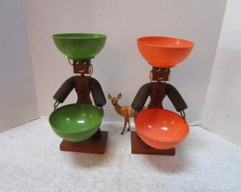 Vintage Bottle Cap Man Sculpture: Handmade Americana Folk Art Bar Ware