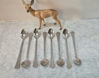 Vintage Farberware Iced Tea Spoons - Heron pattern, Set of 8