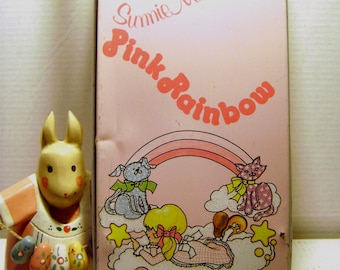 Vintage Toy Ironing Board, Ohio Art, Metal Memo Board, Pink Rainbow, Charming Lithographed Tin, Blonde Pigtails, Easter Display Repurpose
