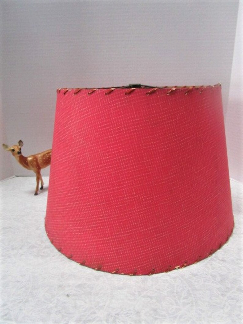 Vintage MCM Red Drum Lamp Shade Translucent Fiberglass Etsy
