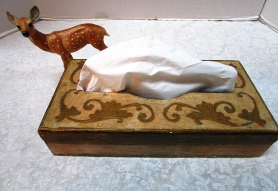 Vintage Tissue Box Florentine Gold And Ecru Made In Italy Etsy
