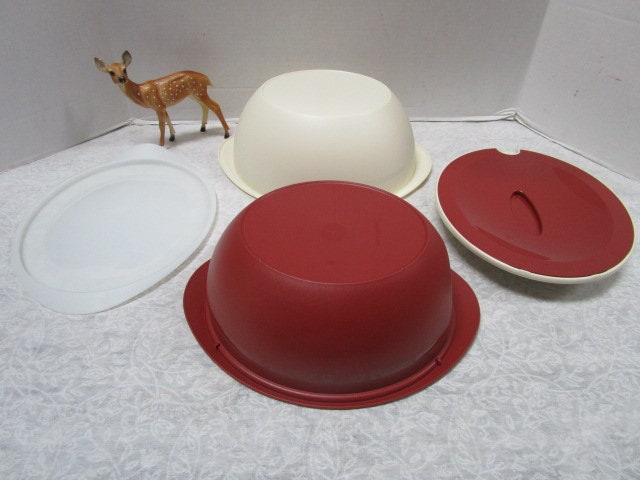 Vintage Tupperware Open House Oval Insulated Server 4946A, 4 PC