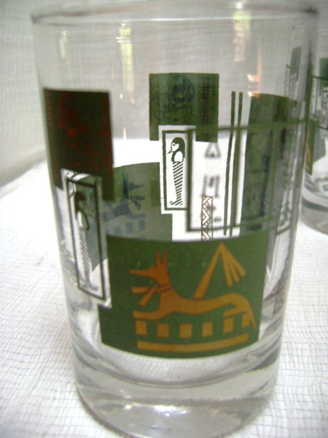 Four Vintage Egyptian Drinking Glasses Cocktails Orange Etsy