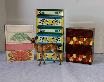 CHOICE ONE Vintage Recipe Box: Lithograph Metal, Floral or Fall Leaves Design, Ohio Art