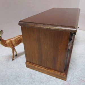 Beautiful Vintage Wood Chest Jewelry Box, Flip Up Lid w/ Mirror, 2 Pull Out Drawers, 2 Tip Out Ring Compartments, Boudoir, Dresser Organizer image 8