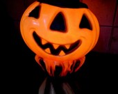 Vintage Halloween Empire Plastic Light Up Jack O Lantern Spooky Decor, Mr Pumpkin Head Blow Mold w/ Electric light bulb + cord included