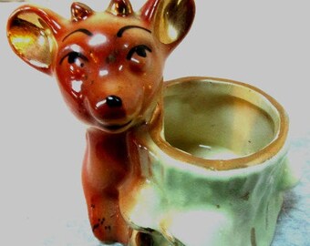 Vintage Deer Planter, Shafer23 K Gold, Spring, Vase, Desk Top Organizer, Oh Deer, A Doe, MCM, Bambi Sweet, Mushrooms around Log, Sweet