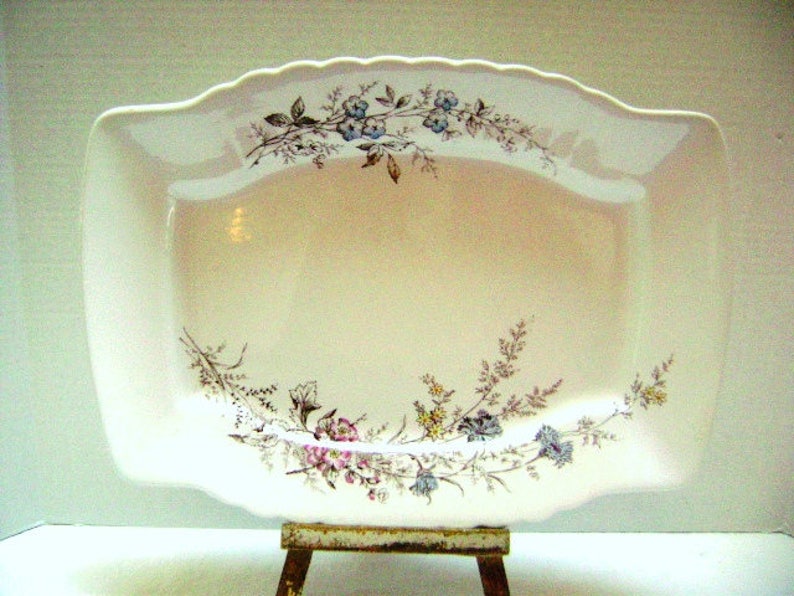 Vintage Pink Floral Platter Pink Shabby Chic Cottage Decor Etsy