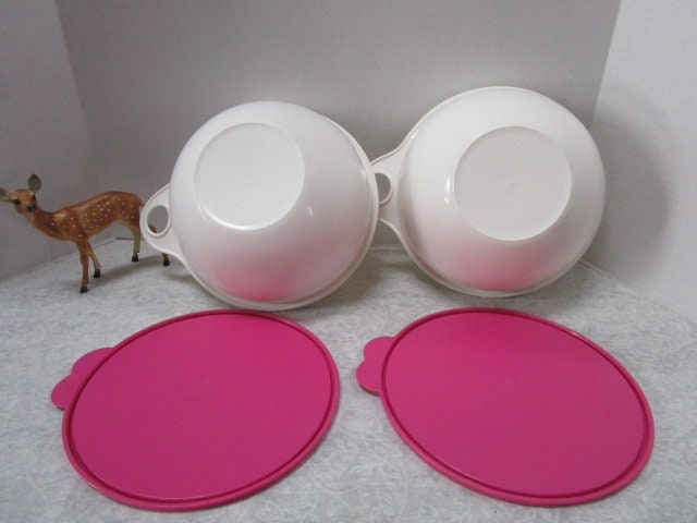 Tupperware (2) Double Plates | Shallow Bowls and Plates Set | Dark Pink