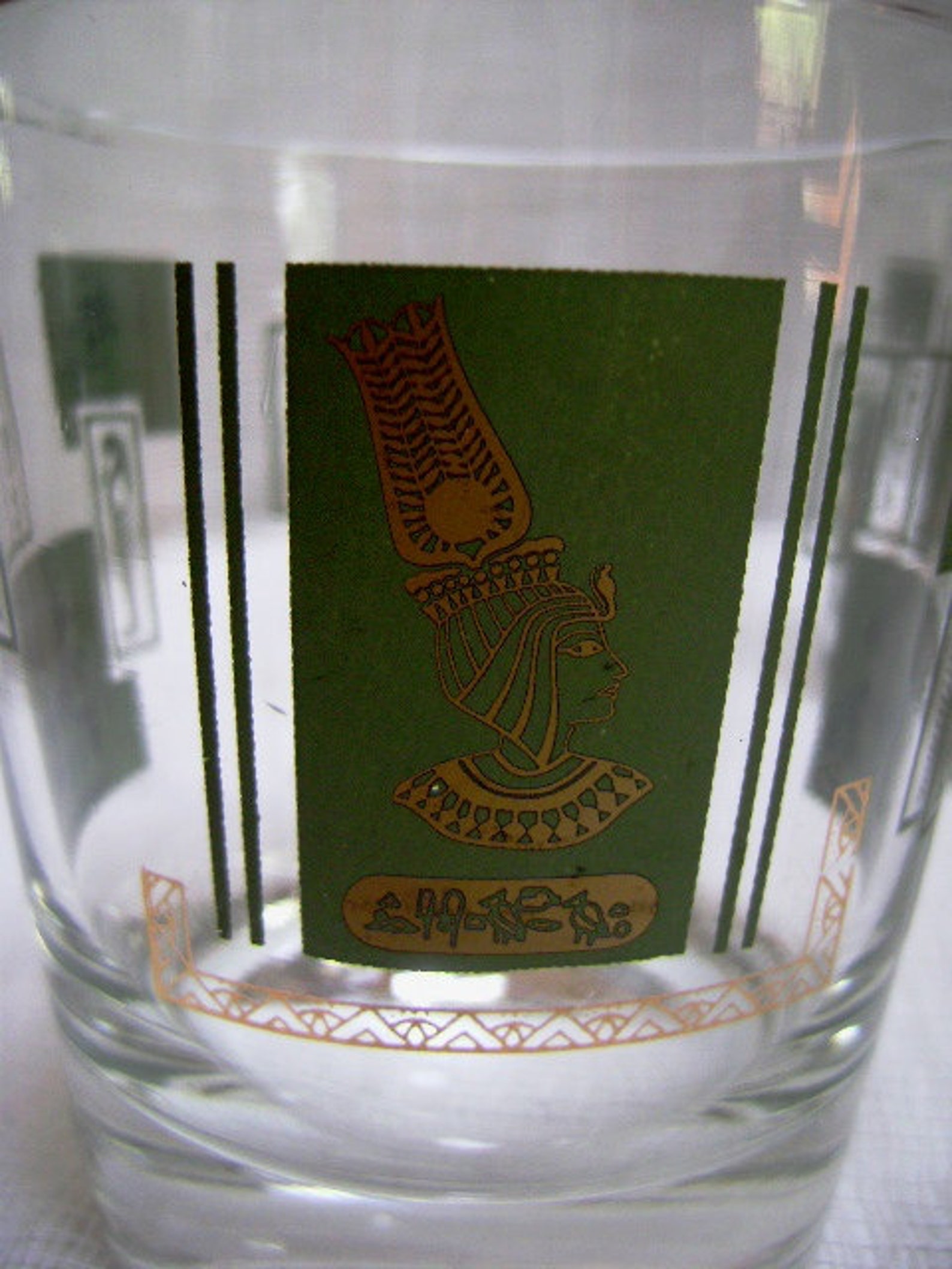 Four Vintage Egyptian Drinking Glasses Cocktails Orange Etsy