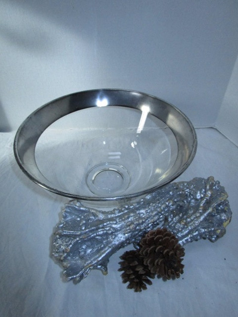 Dorothy Thorpe style MCM Mad Men Bar Ware Celebrate Silver Anniversary Gift Holiday Cocktail Dinner party Vintage Silver Rimmed Bowl
