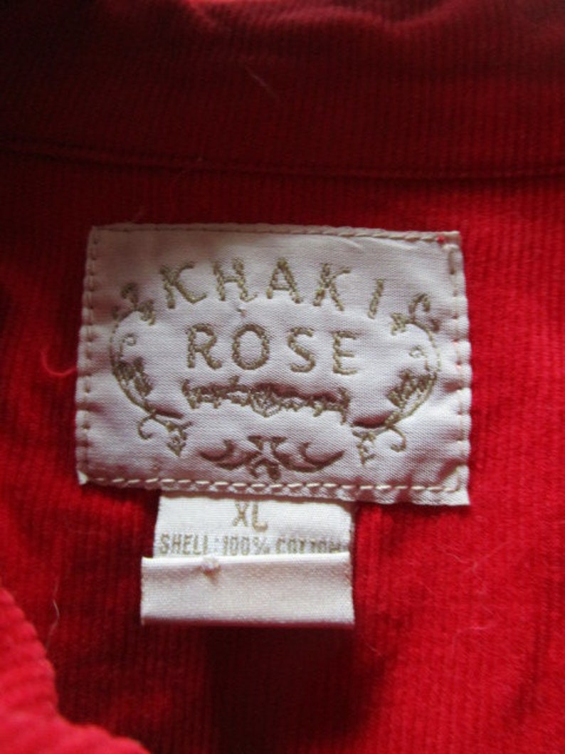 Hearts Stars Flowers Vintage Corduroy Jacket w Appliques by Khaki Rose Soft Casual Comfortable Elementary Art Teacher Costume Size XL