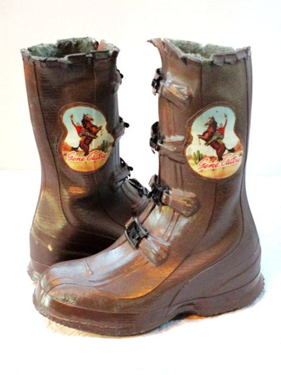 RARE Vintage Gene Autry Rubber Boots W 