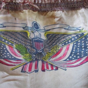 CHOICE Vintage Pillow Sham Souvenir Sister OR Sweetheart, Cover w/ Fringe, Military Army Souvenir, Sentimental Poem, Statue of Liberty Flag zdjęcie 9