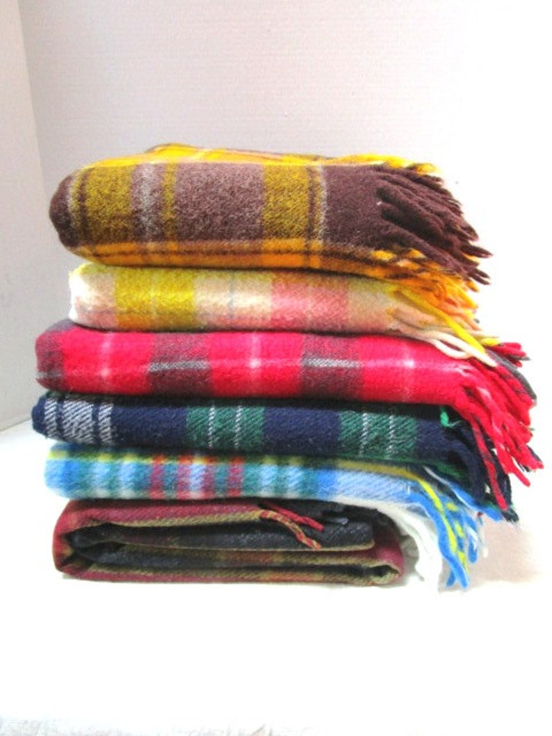 Vintage Soft Plaid Wool Stadium Blanket Red Chatham Mills Etsy