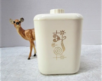 Vintage Tea Canister, Cols Plastic Products, Cream Nesting w/ Lid, From 1950s, Retro Atomic Kitchenware, Cottage Chic, Storage