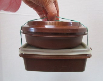 Vintage Tupperware Lunch Set Square Away 1362 and Seal n Serve 1206 w/ Lids 1363 1207, Stay Fresh Stackable Space Saver, Convenient to Carry