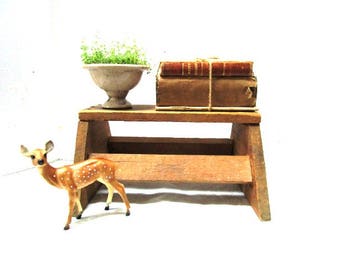 Vintage Wooden Stool, Rough Sawn Primitive Farmhouse Display, Sturdy Milking Stool Child Seat Step Stool, Handmade Mini Bench Display Prop