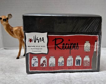 Vintage Vera Neumann Recipe Box and Recipe Cards, File Organizer, RARE Spice Jars Pattern, Oversized, Unopened CR Gibson