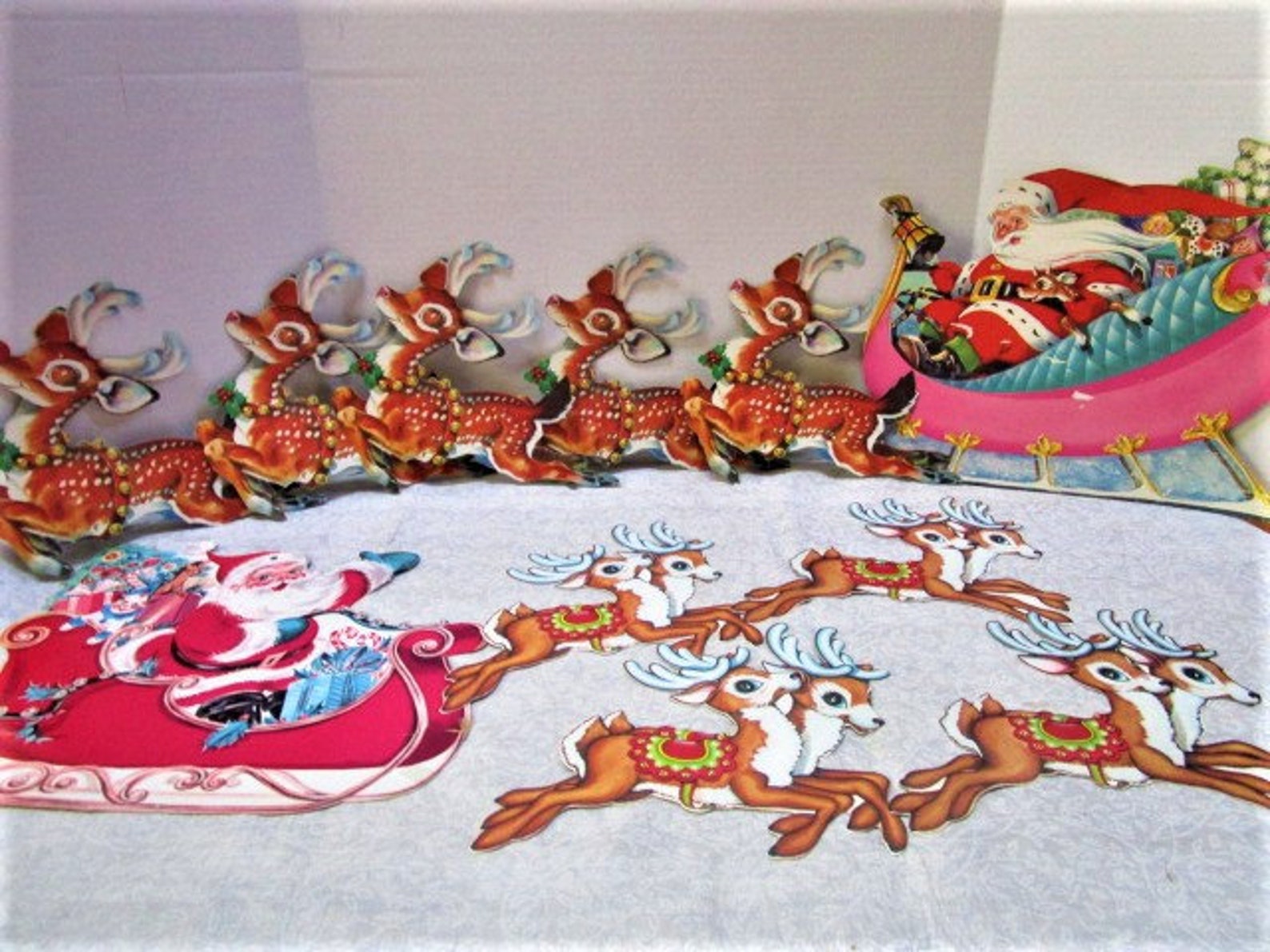 Vintage Die Cut Christmas Decorations Lot of Three Two Etsy