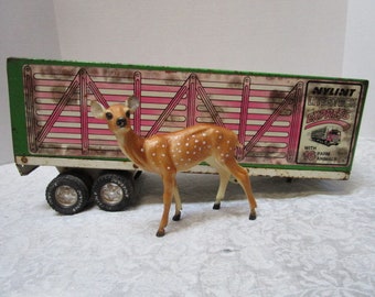 Vintage Metal Toy Truck Trailer, Structo Auto Haulaway, Turquoise Aqua, Livestock Carrier,  Car Hauler, Upcycle Repurpose