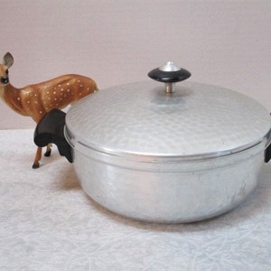 Vintage Hammered Aluminum Casserole Pot: MCM Spanish Cookware