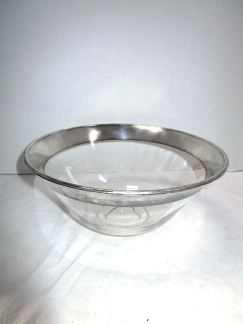 Dorothy Thorpe style MCM Mad Men Bar Ware Celebrate Silver Anniversary Gift Holiday Cocktail Dinner party Vintage Silver Rimmed Bowl