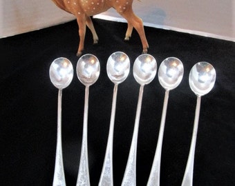 Set of 6 Vintage Iced Tea Spoons, Pix Excel Brand, Silverplate Ice Cream Soda or Sundae or Sweet Tea Teaspoons Silverware