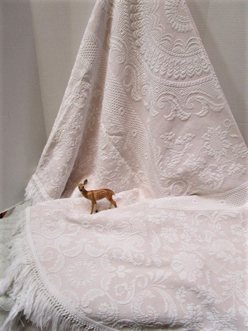 Vintage Matelasse Bedspread W/ Fringe Bates Queen Elizabeth Etsy