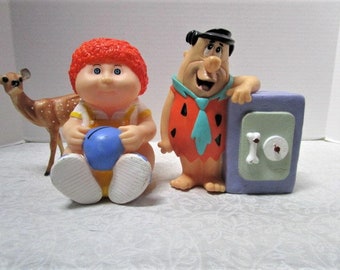 CHOICE Vintage Bank: Fred Flintstone OR Cabbage Patch Doll, Rubber Toy Cartoon Collectibles, Nostalgia, Collectible