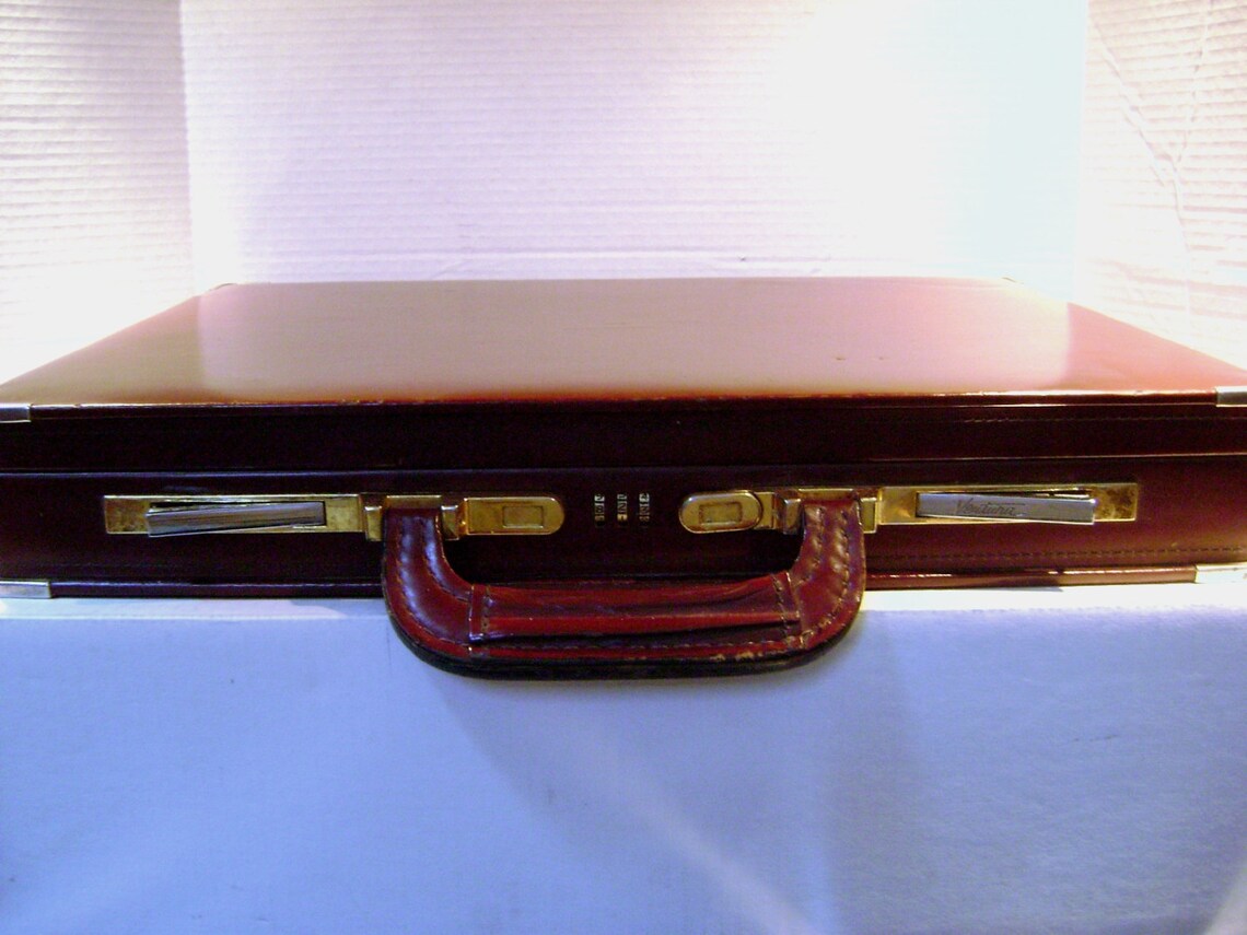 Vintage Briefcase Leather Attache Case Ventura Hard Sided Etsy