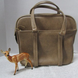 Vintage Samsonite Fashionaire Bag: Taupe Vinyl Weekender
