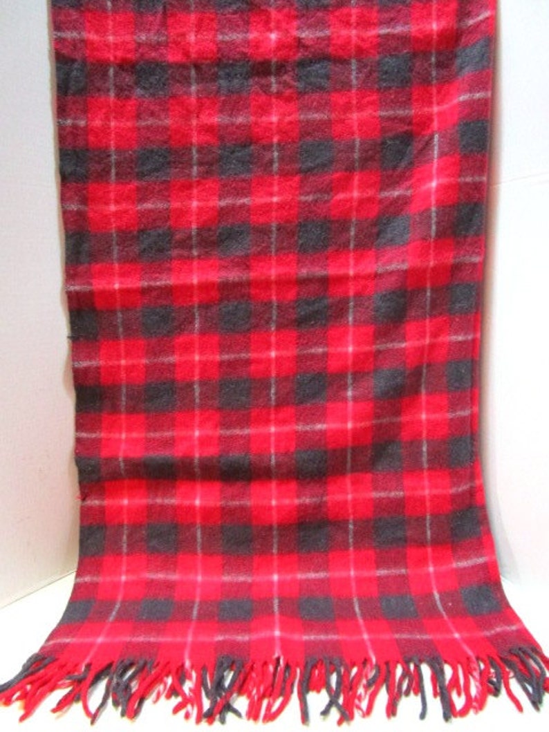 Vintage Soft Plaid Wool Stadium Blanket Red Chatham Mills Etsy