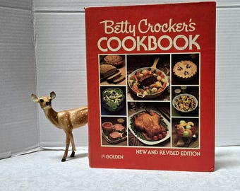 Vintage Betty Crocker's CookBook, New & Revised Edition Recipes Classic Hard Cover w/ Spiral Binder, Set Prop, Middle Class America