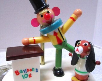 Vintage Kids Lamp, Balloon Clown, Puppy Dog, Nursery Decor, Electric Light, Baby Room, Nightlight, 3 Way Lamp, Security Light